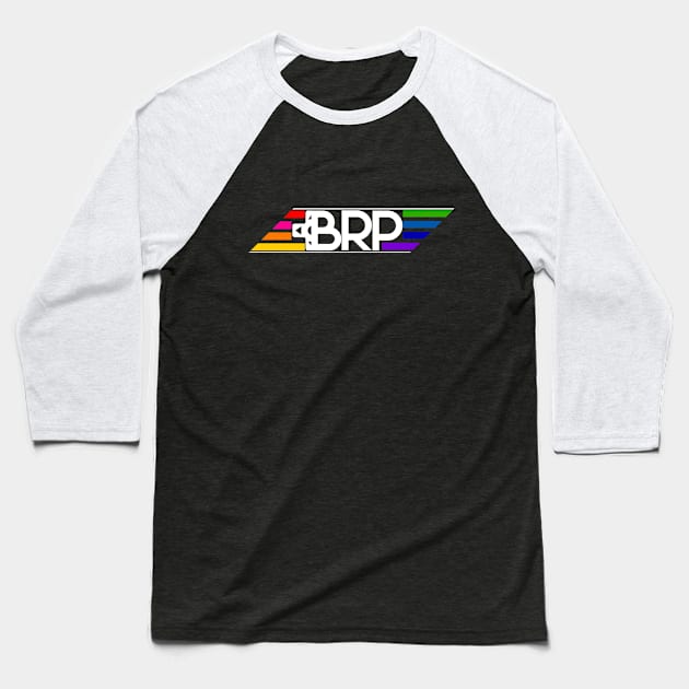 Boss Rush Pride Logo White and Rainbow Baseball T-Shirt by Boss Rush Media | Boss Rush Network